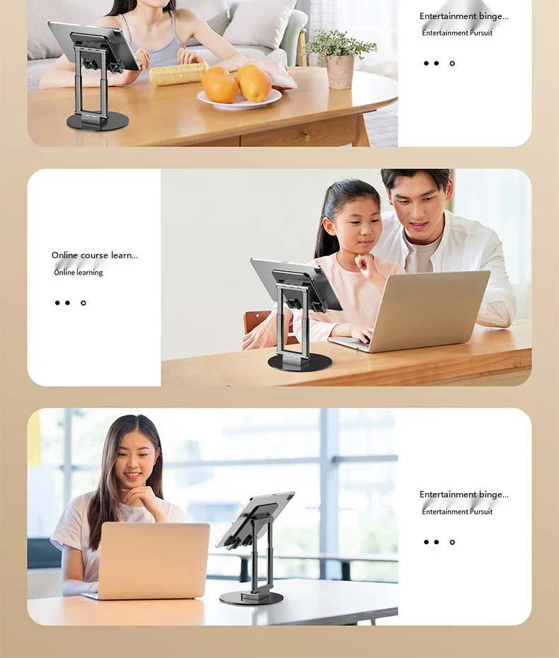 Desktop-Tablet-Ständer, Teleskopisch, Faltbar, Drehbar, Lazy-Halterung für Live-Streaming, Video, Online-Kurse, für Zuhause und Büro – Detail 13