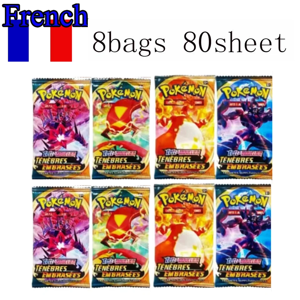 4-8 عبوات صندوق بوكيمون فرنسي TCG: Ecarlet & Violet Etsncelles Astral Radiance Obsidian Flames Booster Box Pokemones لعبة ببطاقات ورقية #6