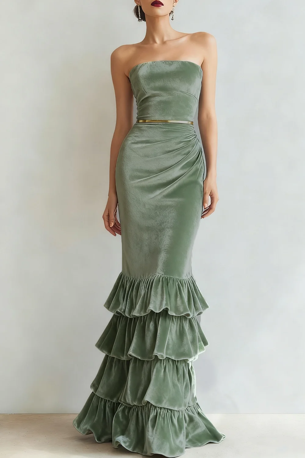 High Quality Customized Strapless Sleeveless Pleat Tiered Floor Length Woman Luxury Evening Dress Abiti Da Sera فساتين حفلات