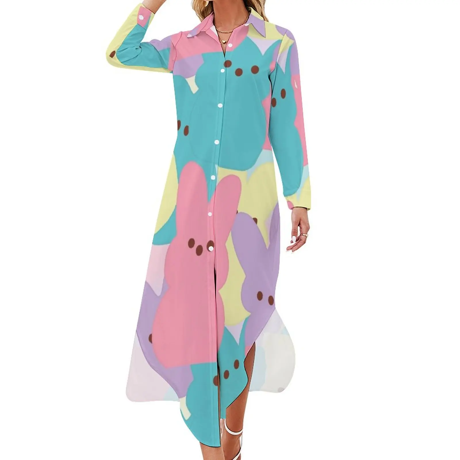 

Peeps Long Sleeved Shirt Dress elegant evening dresses for women 2024 dresses summer dress summer 2024 women