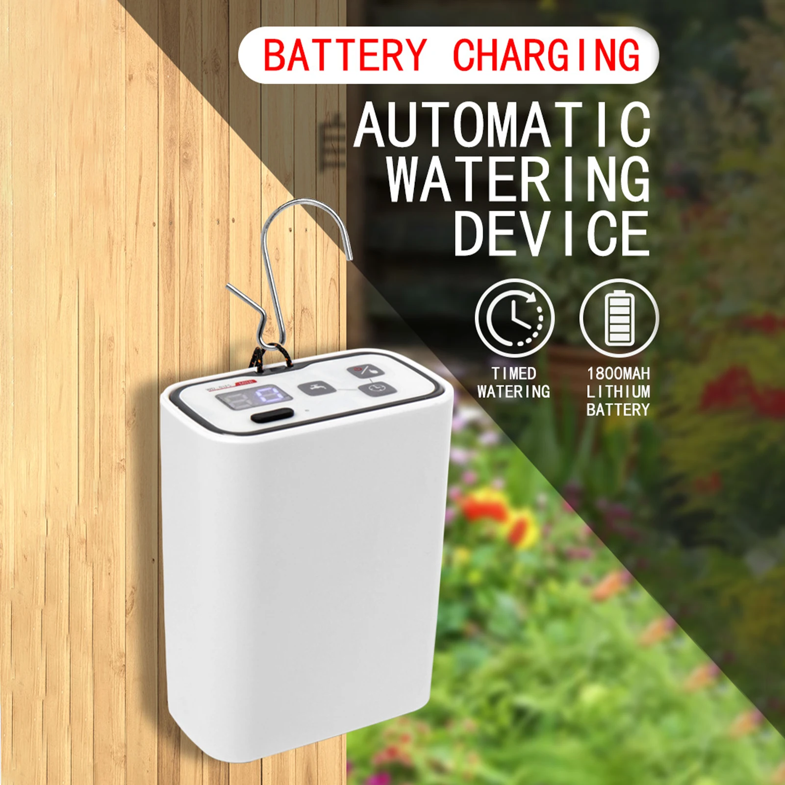 

Rechargeable Watering System Timed Watering Built-in Water Pump 100 Timed Combinations Three Way Connector Adjustable Drip Arrow