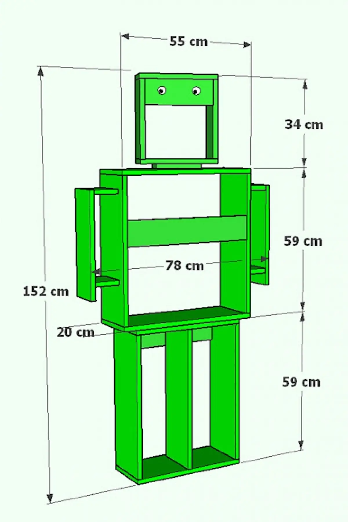 Robokit Blue Robot Bookshelf child robot modern bookcase