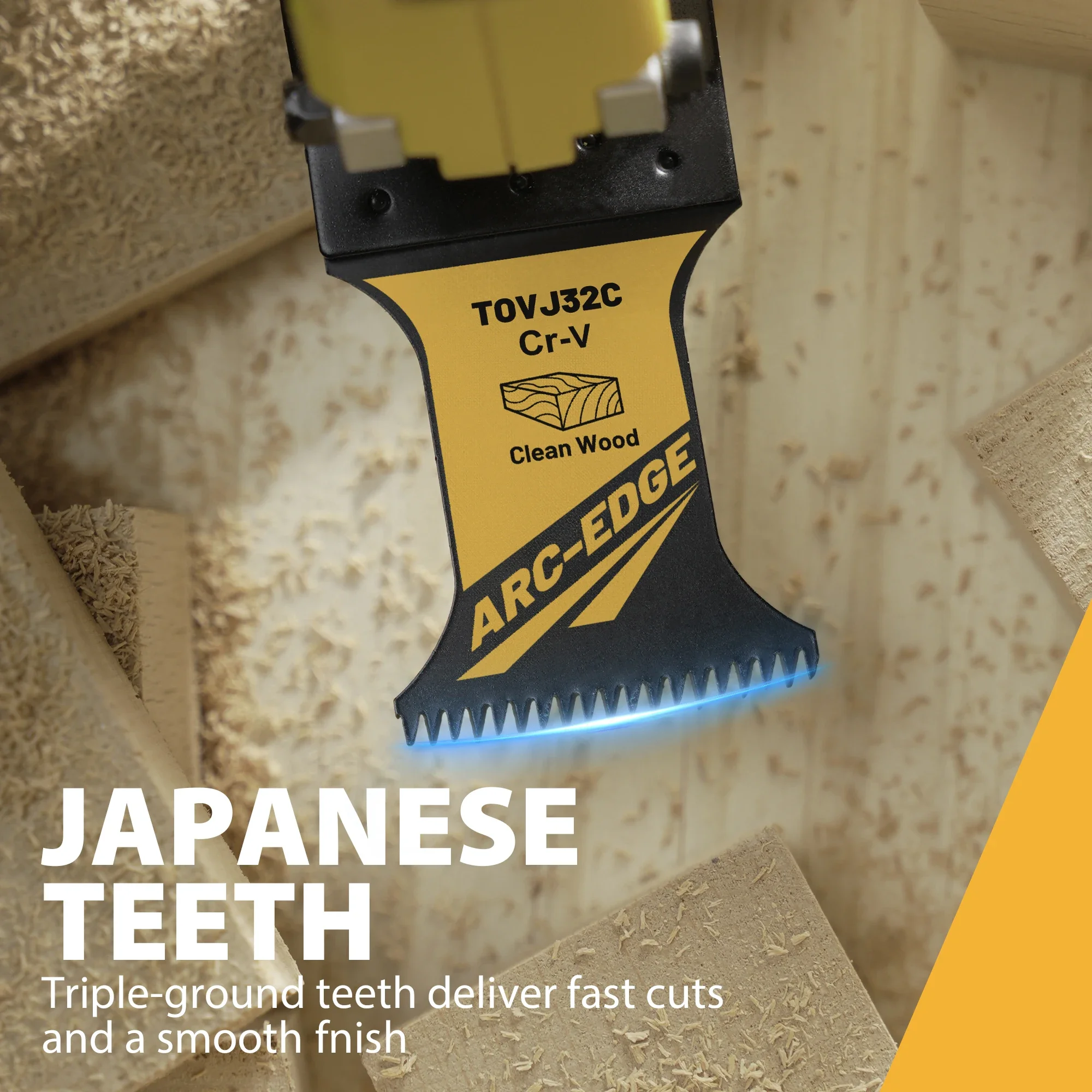 TOLESA Arc Edge Oscillating Saw Blades Set Japanese Tooth Oscillating Multitool Blades for Wood Plastic Clean Cut, 3/50PCS