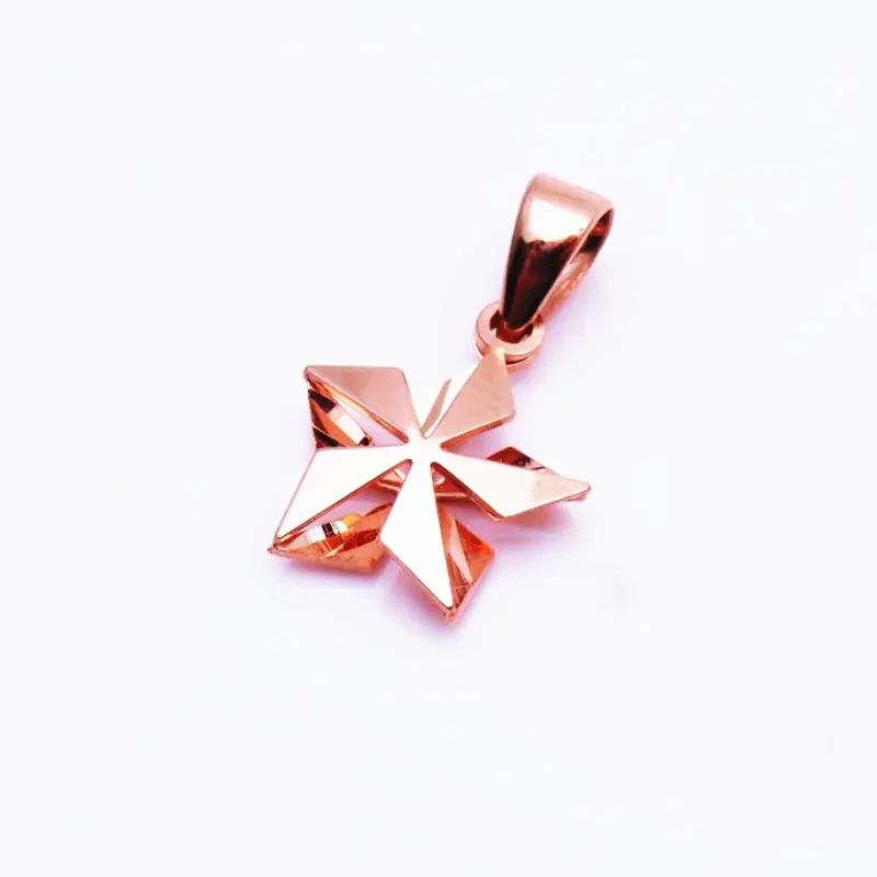 New 585 Purple Gold Star Necklace 14K Rose Gold Pendant Classic Three-dimensional Craft Light Luxury Ladies Jewelry