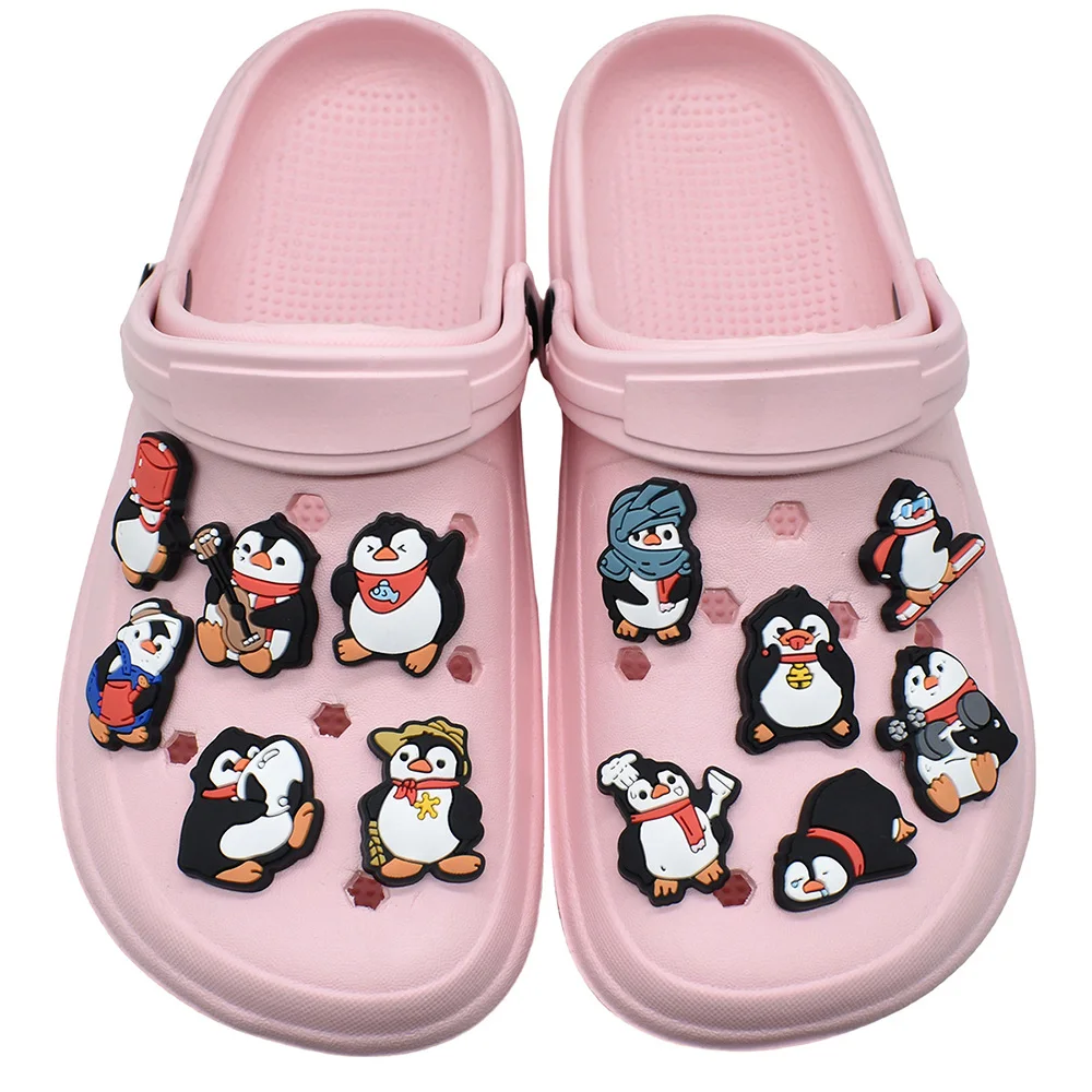 

1-12pcs Penguin series cartoon Shoe Charms Accessories for Classic Clog Sandal Garden Shoe Decoration Buckle Kids Christmas Gift