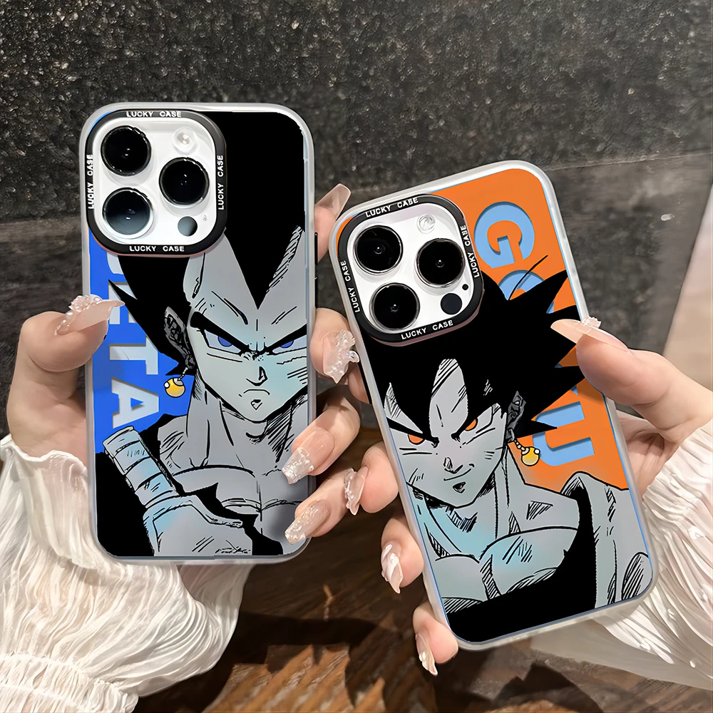 Anime Sons Gokus Majins Buus Phone Case for iPhone 15 14 13 12 11 Pro Max X XR XSMax Matte Aurora Laser Gradient Luxury Cover