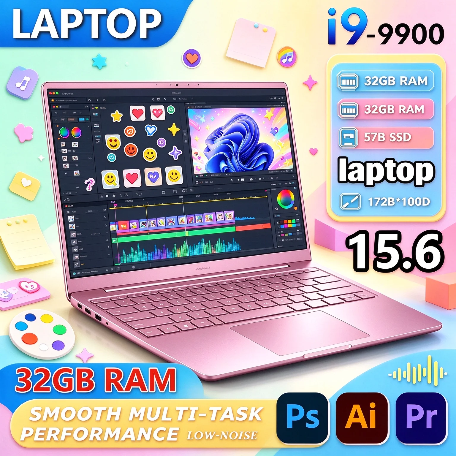 15.6 Inch Ultra Thin Portable New Intel I9 9900 Window 4K HD 16GB RAM 1TB 2TB SSD Laptop Gaming & Business Notebook Computer