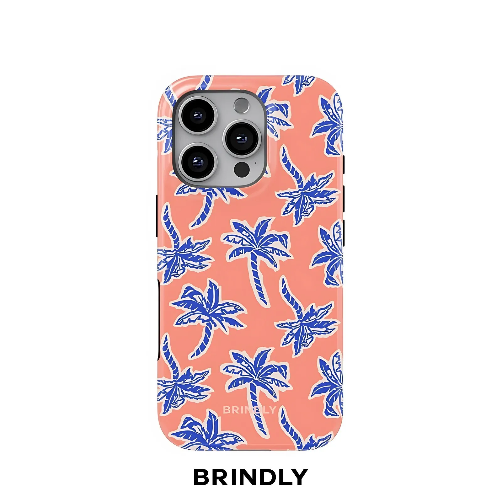 Coral Palm Tree BRINDLY Phone Case for Samsung Galaxy S23 S24 S25 S26 FE Plus Ultra Edge 5G Luxury Double-layer Back Cover