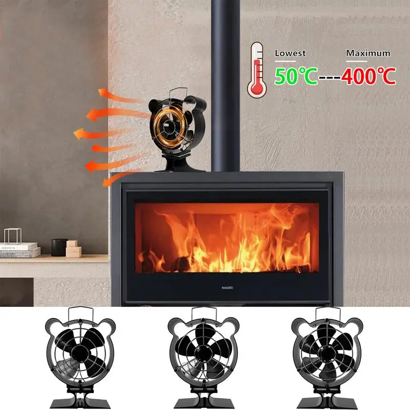 Blade Stove Fan Heat Powered Log Wood Burner Fireplace Fan Protective Cover Woodstove Fan  Heater Efficient Heat Distribution