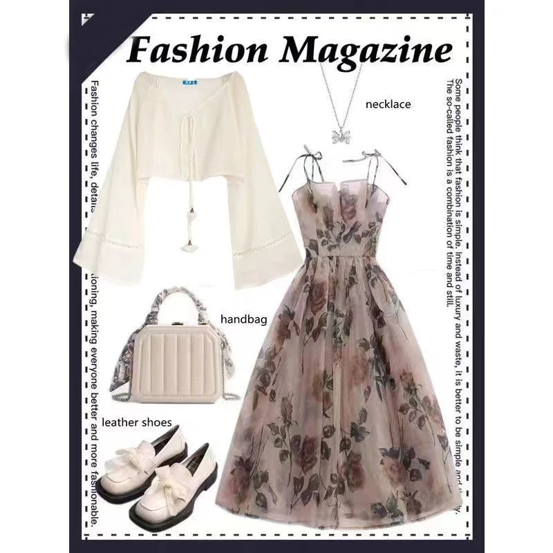 

Летний женский нежный дизайн, защита от солнца, утягивающий топ с цветочным принтом Dr, комплект из двух предметов, модная повседневная одежда для младших...