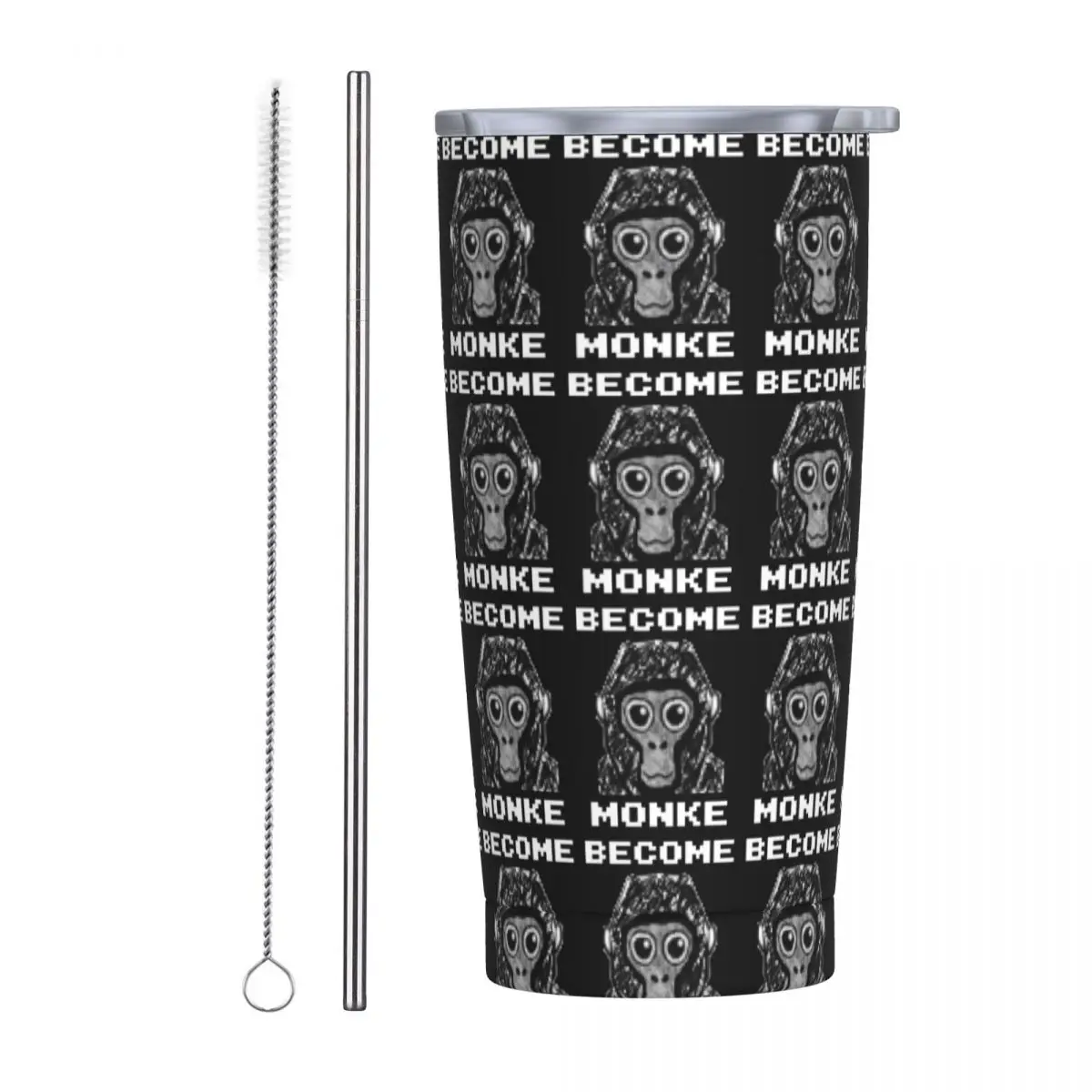 Gorilla Tag Become Monke - Gtag Monkey Stainless Steel Tumbler Vacuum Insulated Mugs Thermal Cold Bottle Straw With Lid 20oz