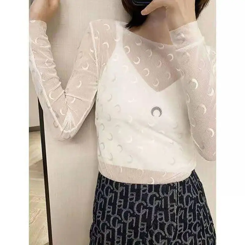 

Летний солнцезащитный топ, женская сексуальная сетчатая футболка с длинным рукавом, уличная одежда, классическая универсальная одежда