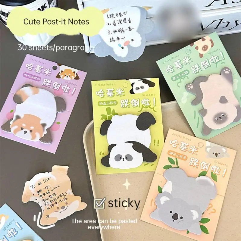 30 sheets Creative Cute Special-shaped Sticky Note Student Girl Heart Cartoon Animal High Sticky Classification Index Note Paper