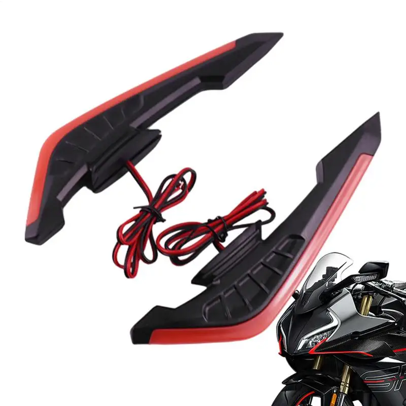 1pair Aerodynamic Spoiler Wing 12V cold light  LED Motorcycle Side Winglet Dynamic Wing Sticker for Motorcycle Modification