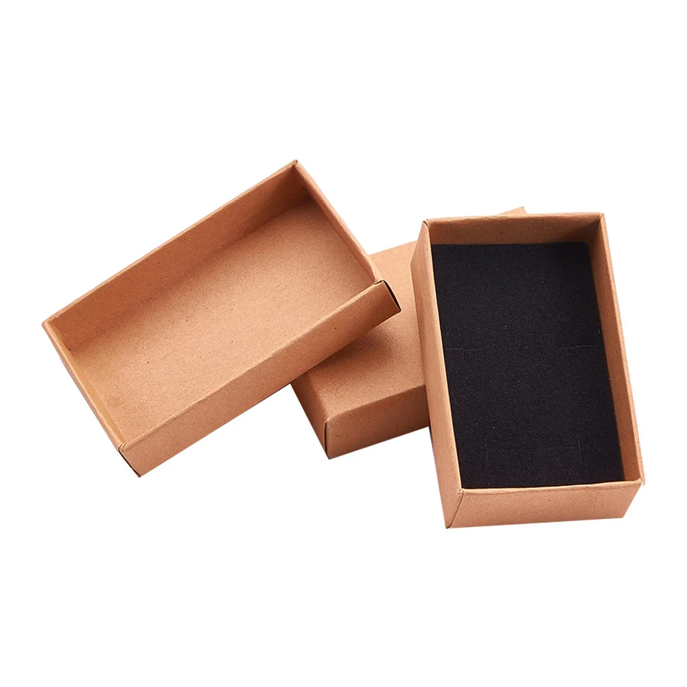 

24pcs Tan Cardboard Jewelry Box for Ring Necklace Rectangle Storage Paper Box DIY Gift Packing Birthday Anniversary 8x5x2.5cm