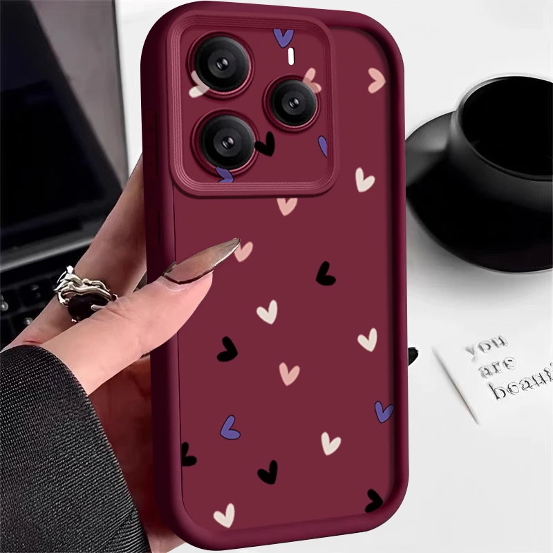 Funda de teléfono suave con diseño de corazón pequeño para Xiaomi Poco X7 X6 F6 X5 Pro para Poco M6 Pro C65 Funda trasera de silicona TPU a prueba de golpes