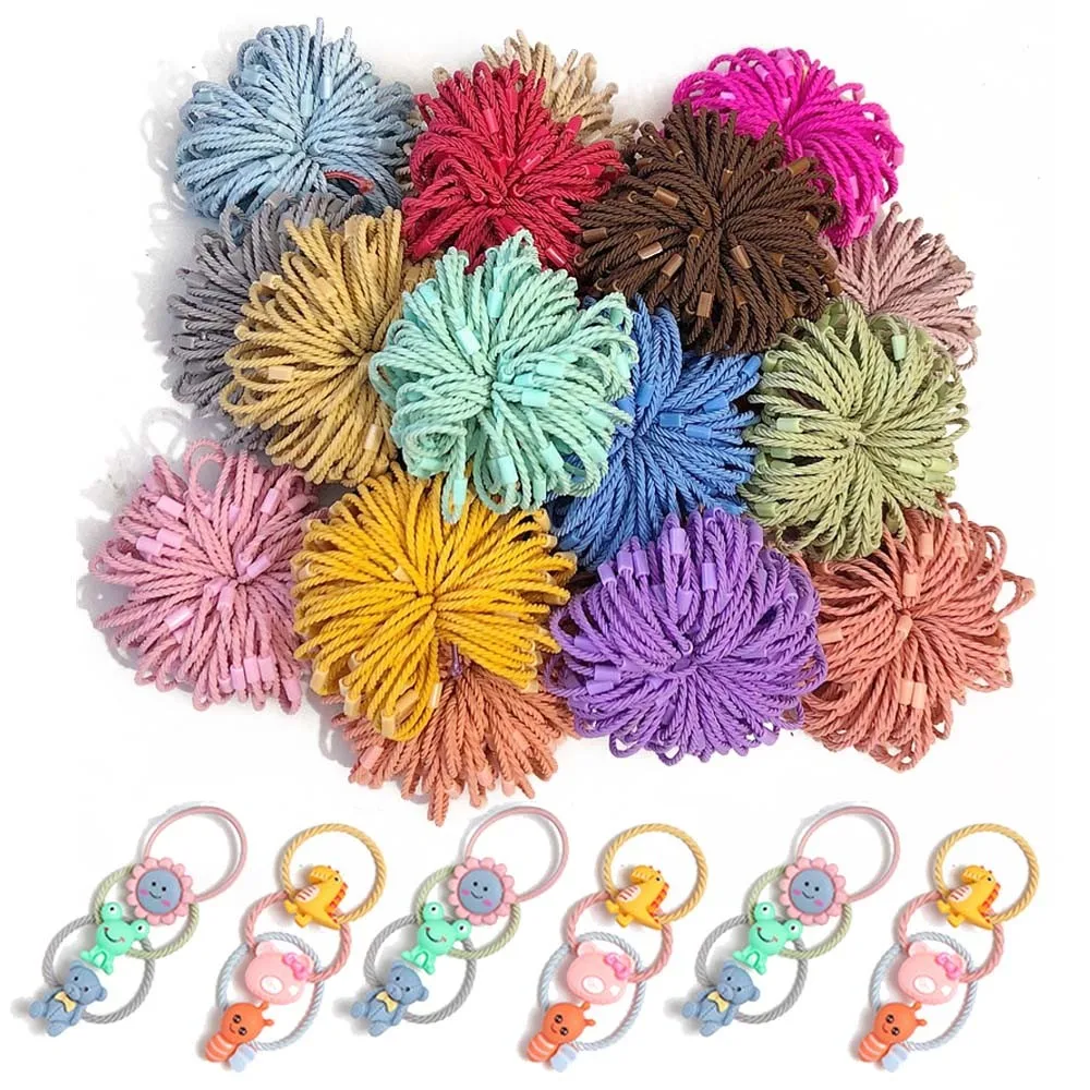 50/100pcs Candy Elastic Hair Tie Bands Scrunchies Leagues Resin Patch For Toddler Accessories Baby Girl DIY Jewelry Supplies