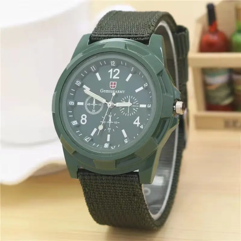 Reloj deportivo de cuarzo para hombre, cronógrafo militar, luminoso, Delgado, analógico, de nailon, 24 horas, gran oferta, nuevo