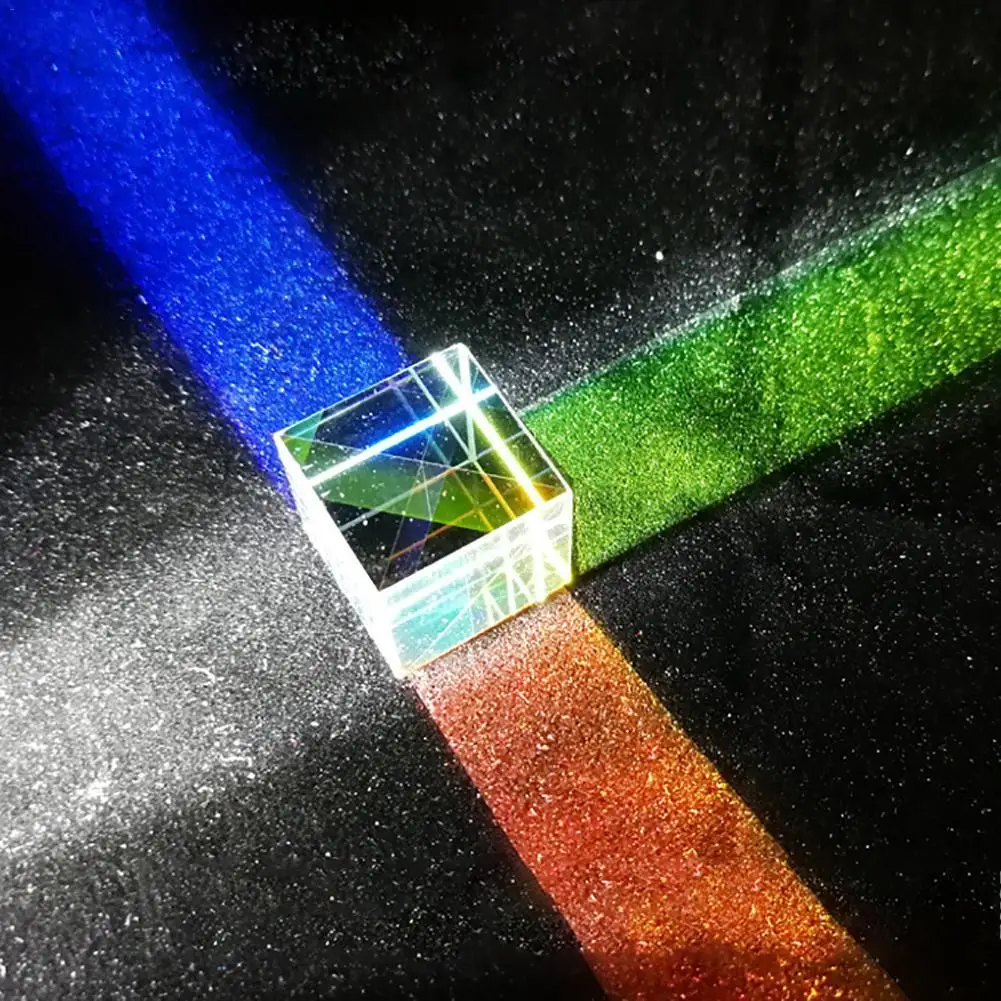 Prism หกด้าน Bright Light Combine Cube Prism Stained Glass Beam Splitting Prism Optical ทดลองเครื่องมือ5ขนาด