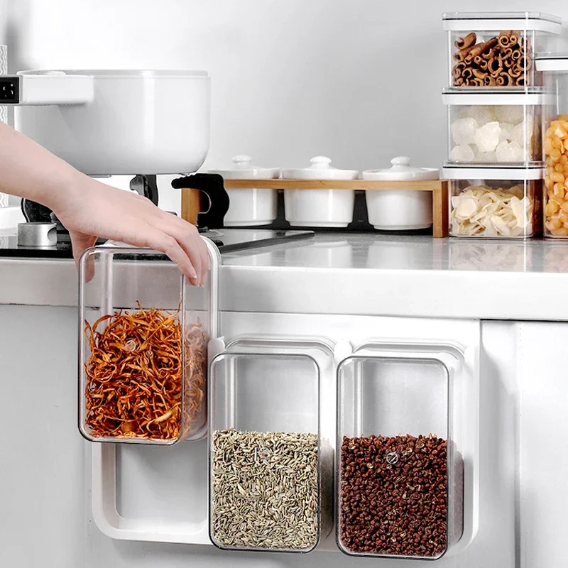 

Kitchen Food Storage Container Jars for Spices Bulk Container Spice Jars Set Plastic Cereals Containers Glass Bottles Organizer