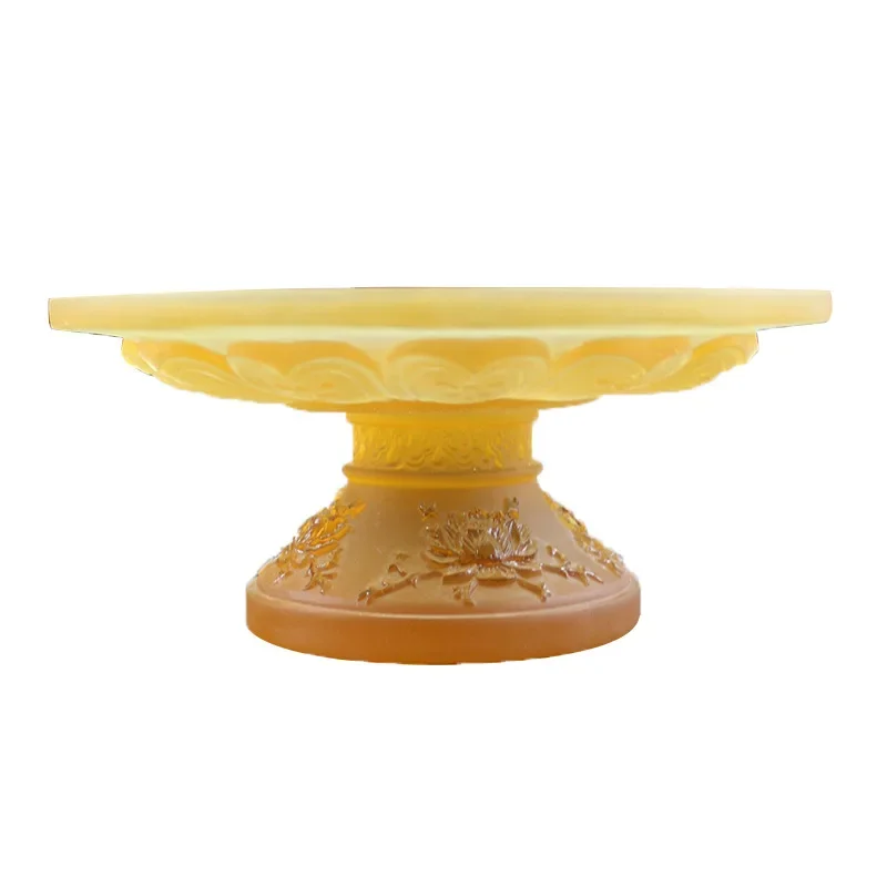 

Glazed relief eight auspicious lotus flowers for Buddha fruit plate for plate tribute plate household Buddhist utensils