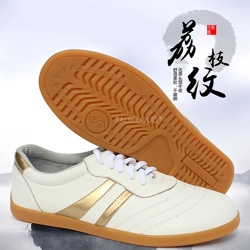 Zapatos de Tai Chi de cuero genuino para mujer con suela de tendón de buey, zapatos de entrenamiento atléticos de artes marciales de Kung Fu para actuaciones