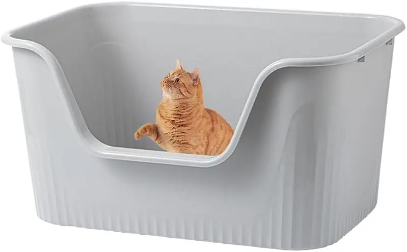 

Extra Large Cat Litter Box for Big Cats, High Sided Leak-Proof Pan, Easy Clean Durable Grey (25x17x13 Inches)