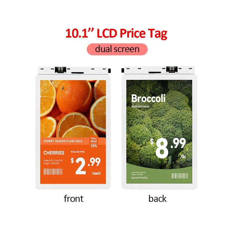 10.1 Inch Dual Screen LCD Display Full Color Digital Price Tags E-ink Electronic Shelf Label Price Tag Display For Supermarket