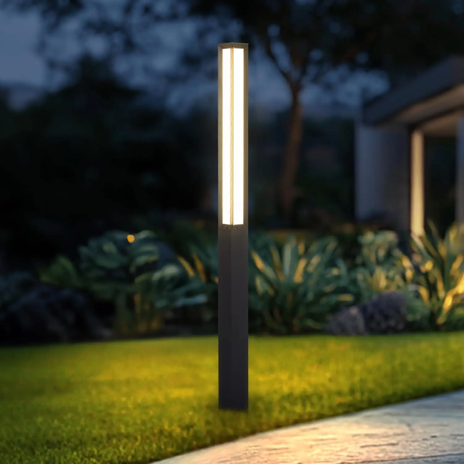 Path Light, 98.4 Inches Pathway Lights Wired Outdoor Modern Landscape Led Bollard Driveway Lighting, Ip65 Waterproof Aluminum