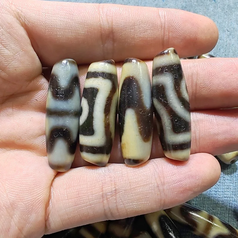 Xizang Totem Taiwan Infiltration Dzi Horseshoe Weathered Agate Sky Bead Necklace Pendant DIY Accessories 50pcs/pack