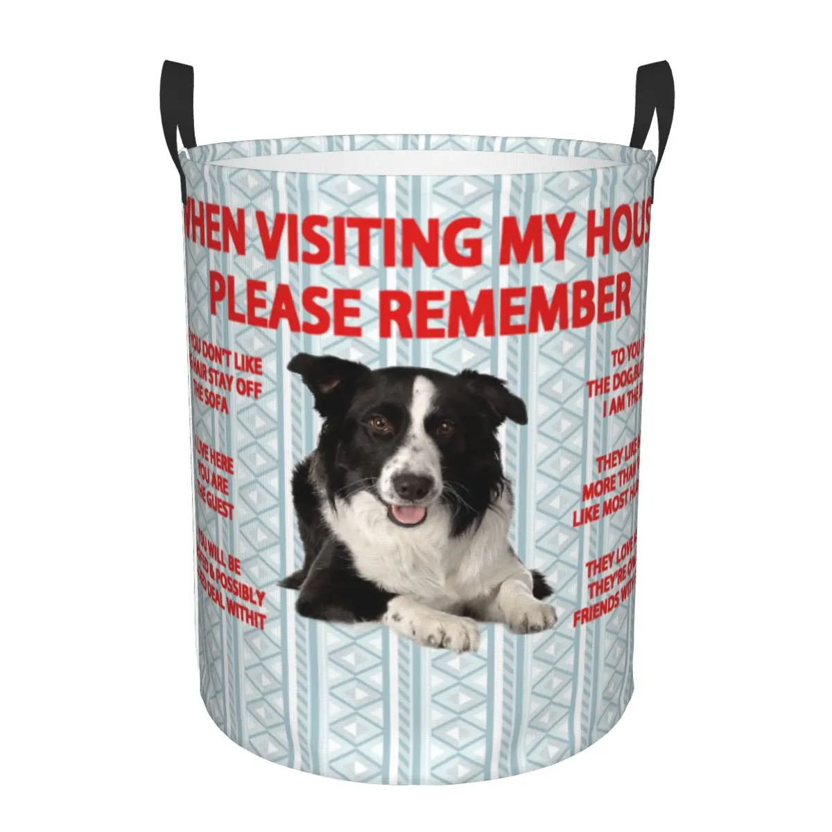 Sınır Collie çamaşır sepeti katlanabilir Pet köpek hediye giysi oyuncak sepet depolama Bin çocuklar için kreş