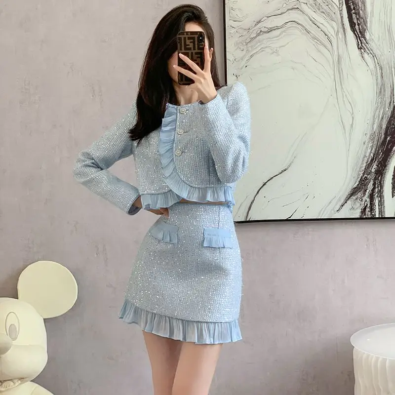 French Chic Influencer Outfit Spring 2024 New Fashion Elegant Petite Chic Style Two-Piece Dress Set for Women Female Hot Sale