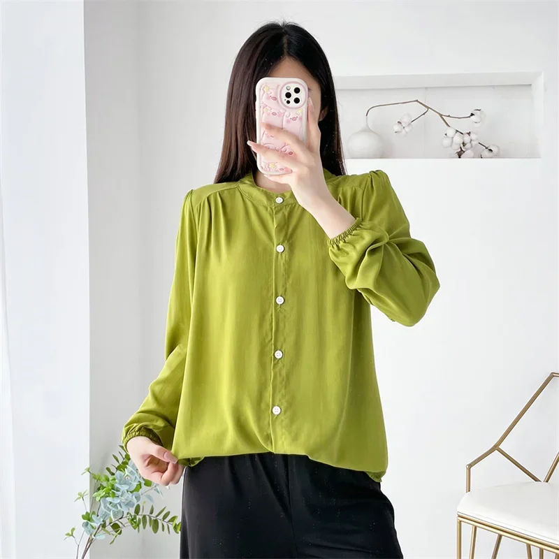 

2025 New Summer Thin Long-sleeved Blouses Women's Sunscreen Shirts Oversize Loose Comfy Artificial Cotton Tops Printed Blouses