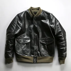 100% Genuine Leather A1 Men's Horseskin Jackets Male Real Leather Clothing High Quality Outdoors Sports Vintage Short Coats