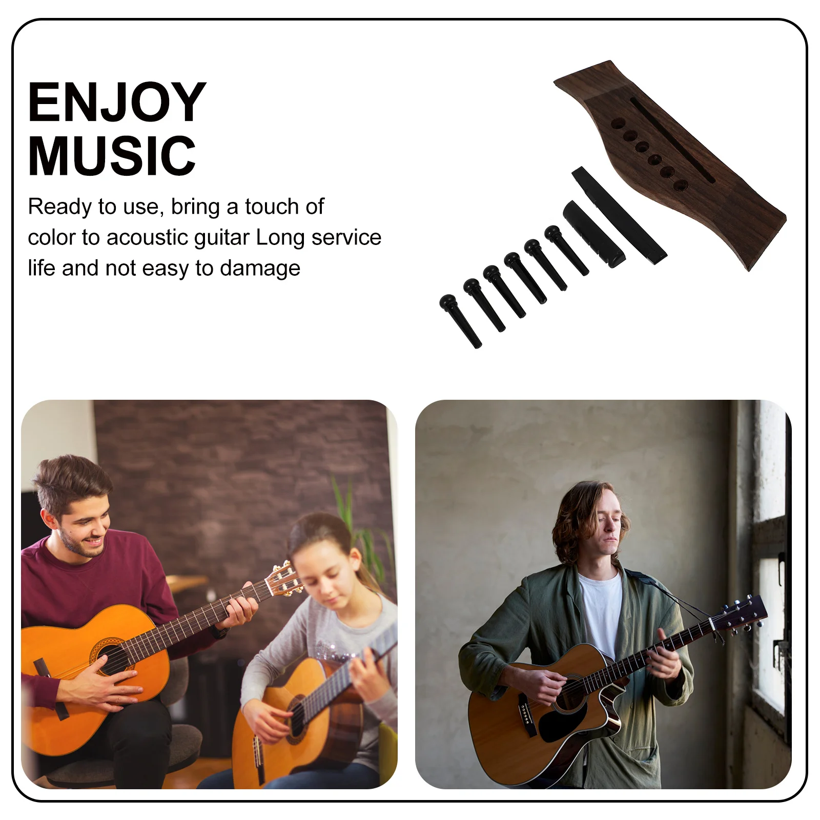 

1Set Guitar Bridge Saddle Nut Pin Set Wooden Plastic Material Sturdy Durable Easy Repair Accessories Smooth Polished No Burrs