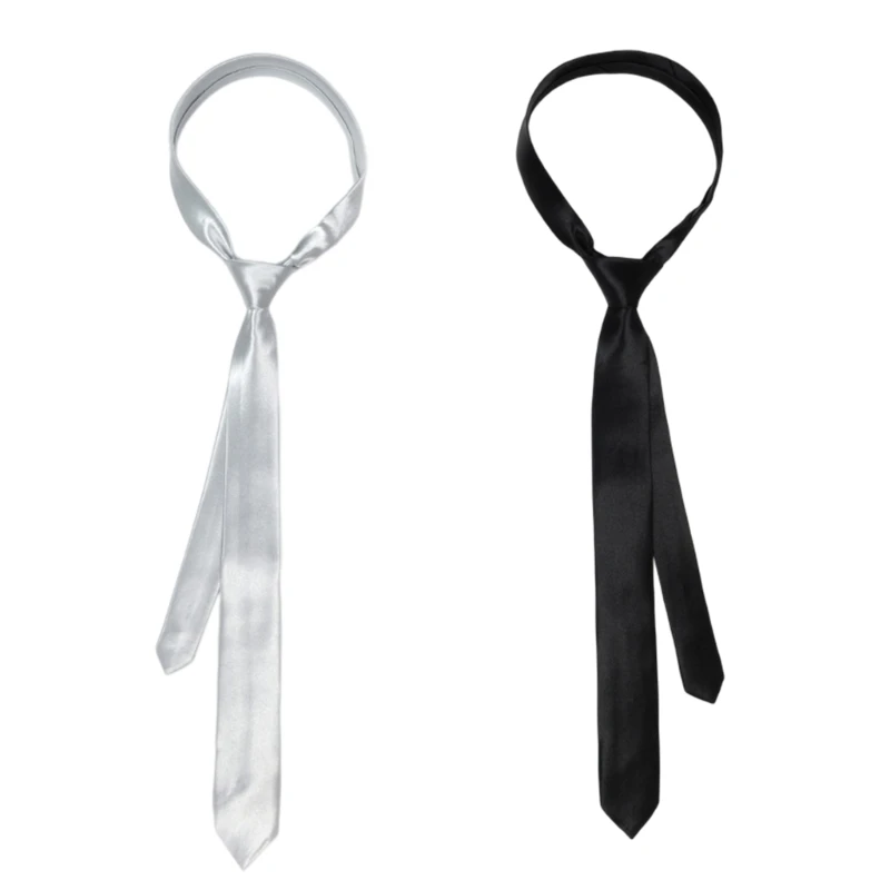 Solid Color Plain Solid Tie Formal Black Ties Satin Tie Women Satin Skinny Scarf Long Necktie Skinny Tie JK Uniform Tie