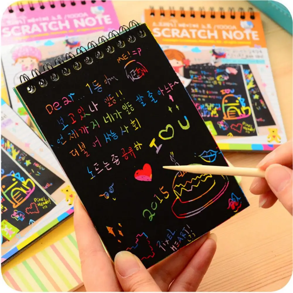 Kids Graffiti Note Book Diy Scratch Drawing Notes Paper Painting Coils Drawing Book Black Paper Children'S Early Education Toys