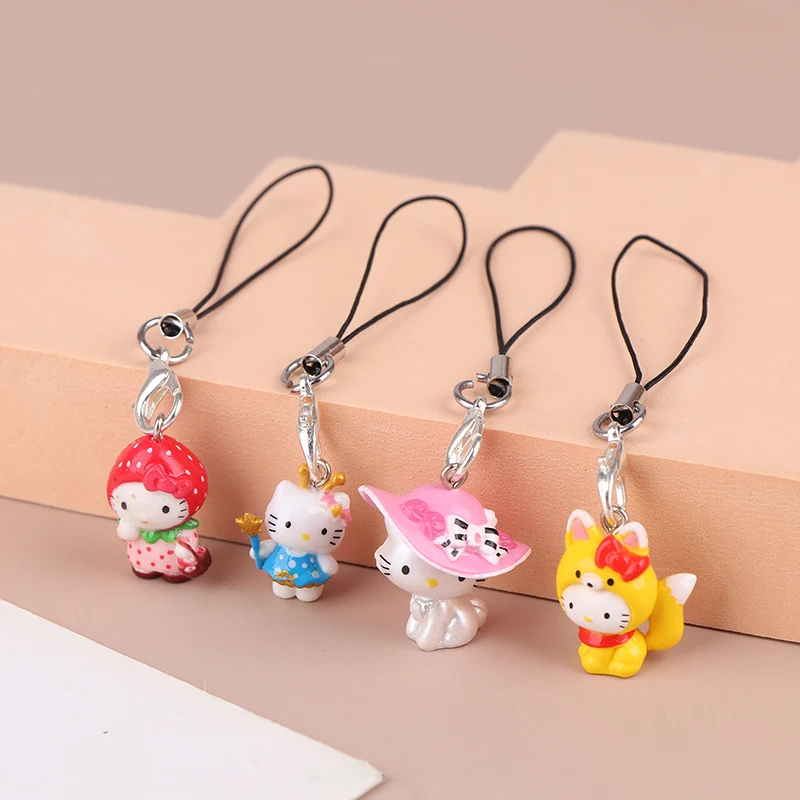 Kawaii Olá Kitty Cadeia Telefone, Sanrio KT Gato Pingente Charme, Doce Caso Fone De Ouvido, Corda Pendurada, Anti-Perdido Lanyard, Bag Decor