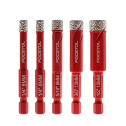 FOCSTOL Diamond Tile Drill Bit 5pcs Set Core Bits Quick Change Hex Shank 6 mm Carbide Drill Bit for Ceramic Porcelain Tile