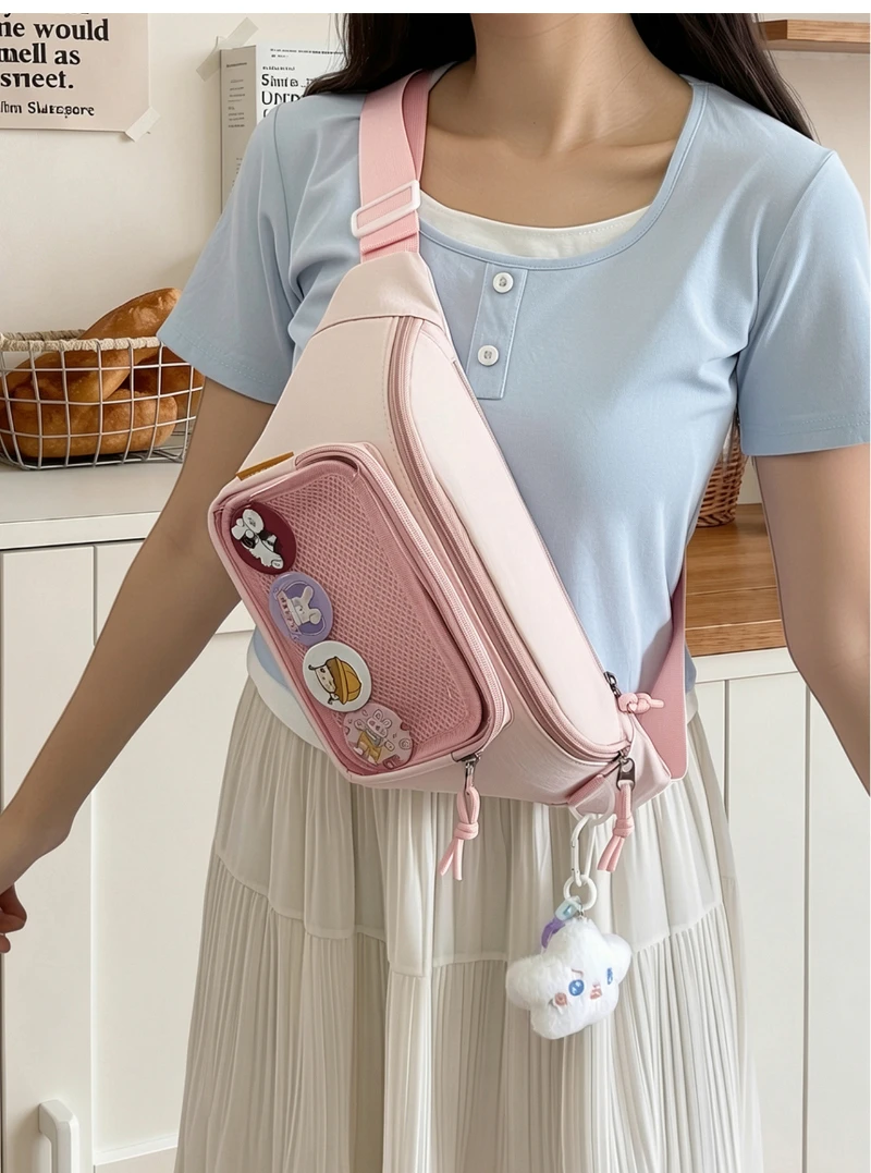 Neue süße Anime Ita Bag – Stylische Damen-Outdoor-Fahrrad-Umhängetasche, transparente Bauchtasche für Mädchen, DIY Comic-Display-Schultertasche – Detail 3