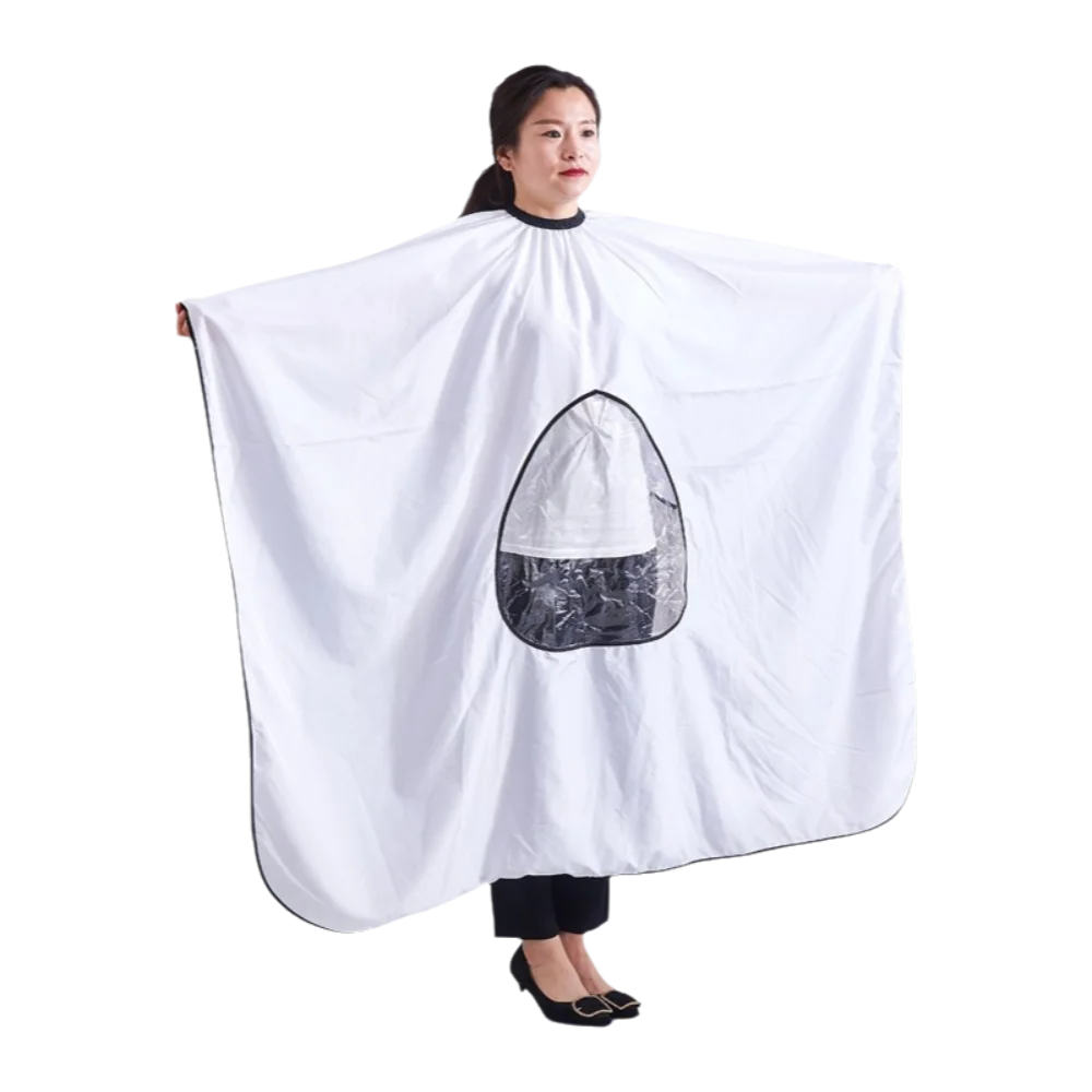 Professional Hair Salon Cutting Apron Waterproof Adjustable Buckle Straps Transparent Window Visible Apron Dye Hair Antistatic