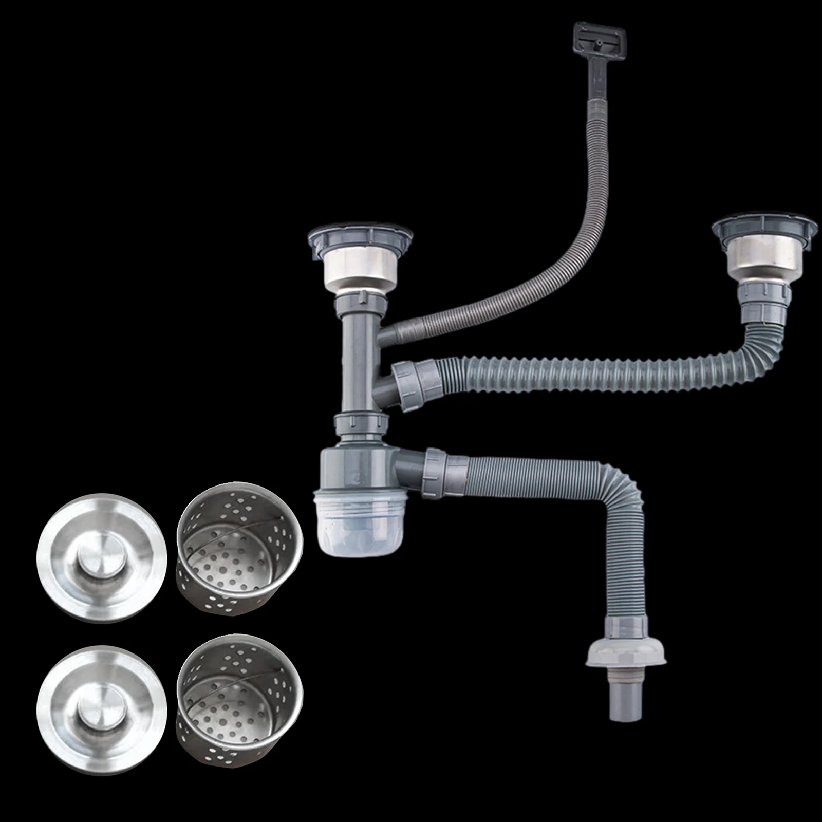 

Kitchen Sink Deodorization Sink Drain Hose Drain Filter Double Single Tank for Wash Basin Bathroom Sewer Accessorie Magic Basket