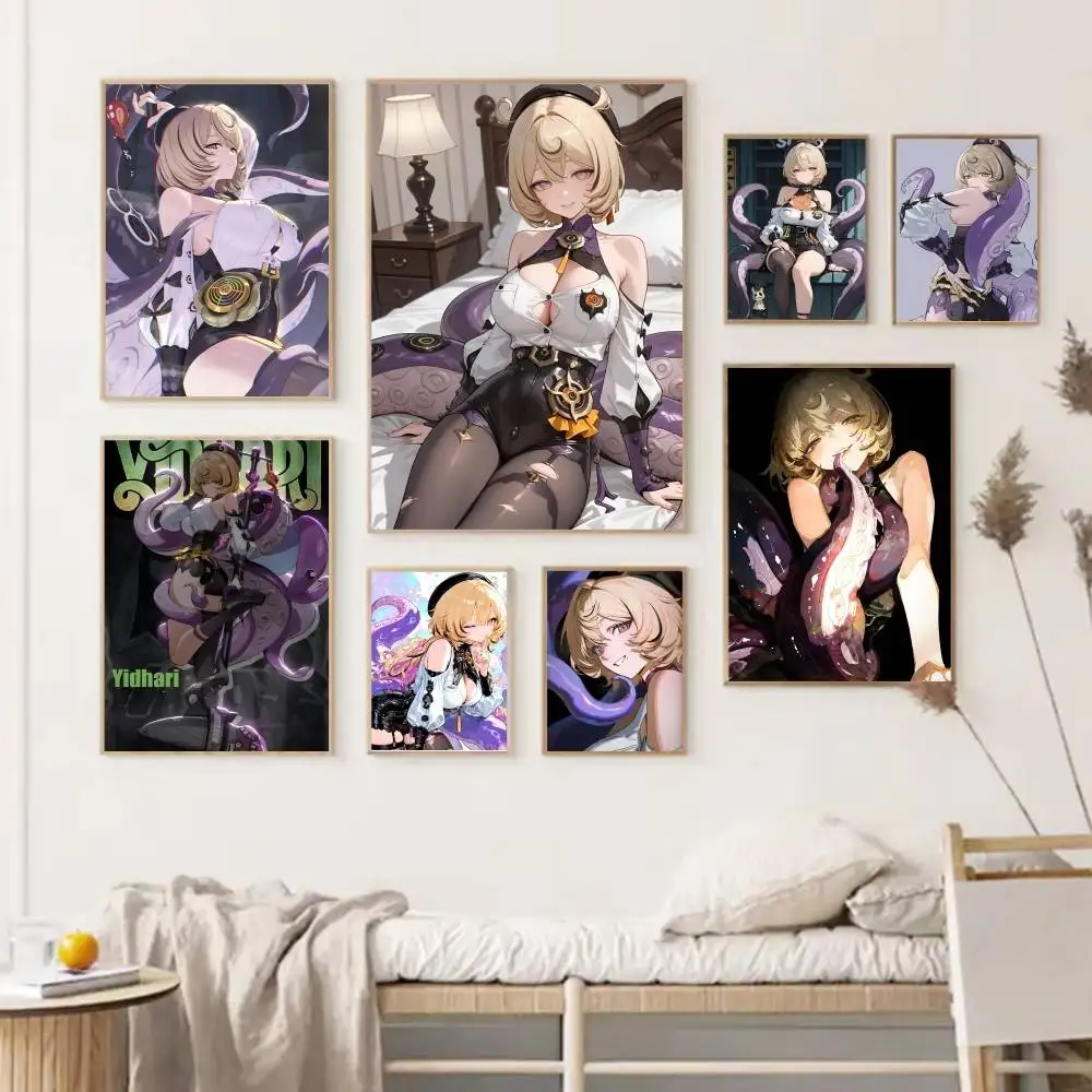 Anime Game Zenless Zone Zero Yidhari Murphy Poster Self-adhesive Art Waterproof Paper Sticker Coffee House Bar Room Wall Decor