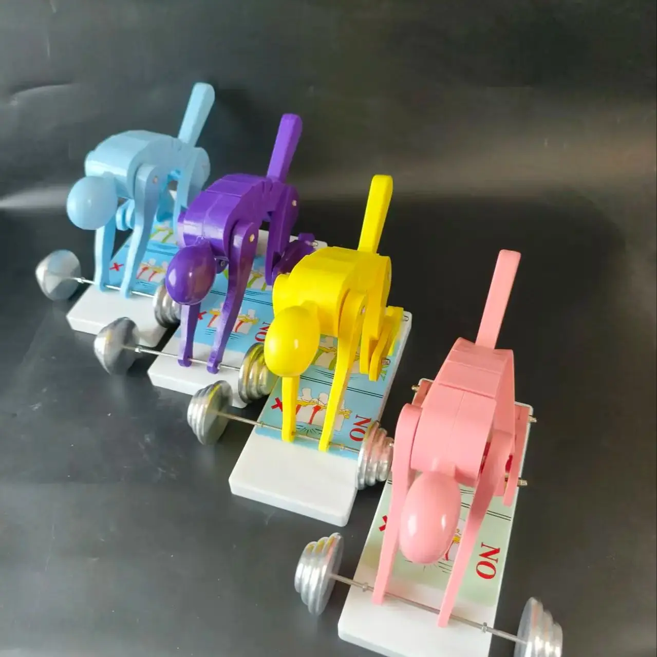 人間がウェイトリフティングを行うときに脊椎や腰椎にかかる力の色付きデモンストレーションモデル