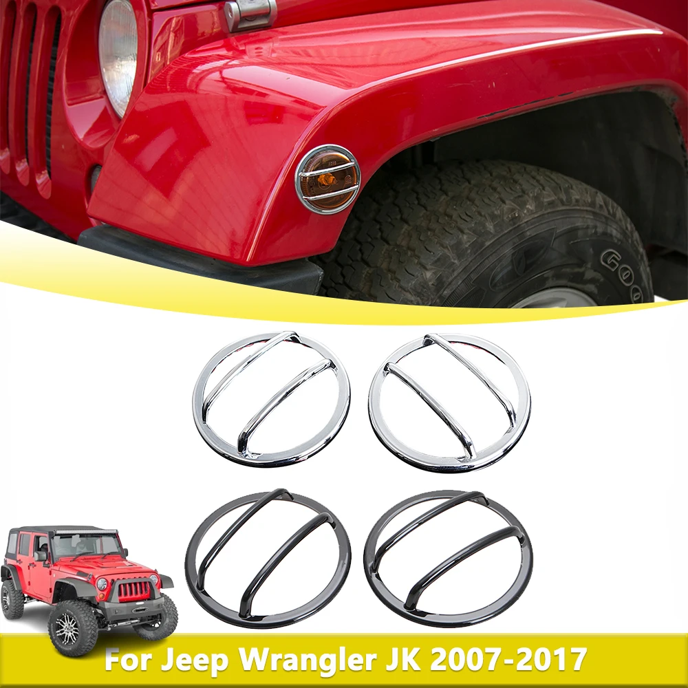 

Front Turn Signal Lights Cover Trims For Jeep Wrangler JK 2007-2017 Car Side Lamp Protective Hood Car Styling Parts Accessories