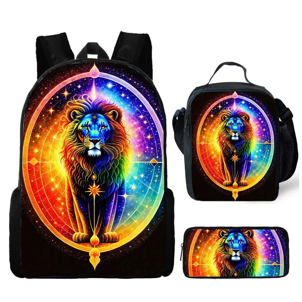 Student Tiger Printed Backpack 1-6 Grades Children's Bag Boys Kindergarten Backpack Meal Bag Pen Bag Girls 6-12 Years Old