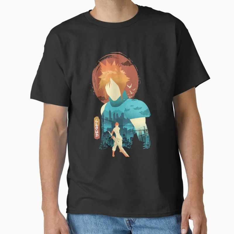 

Cloud Strife final fantasy ffvii aerith jrpg video game T Shirt for men 100% cotton large size Adult tops S-6XL