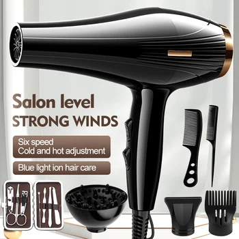 6 In 1 High-Powered Low Noise Hair Dryer Powerful Fast Dry Hot Cold Wind Hair Dryer For…