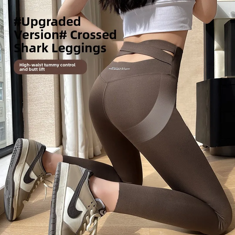 

Женские брюки-ковчики с перекрестной талией, брюки для йоги, тонкие нейлоновые брюки с высокой талией для весенне-летней и осенней одежды