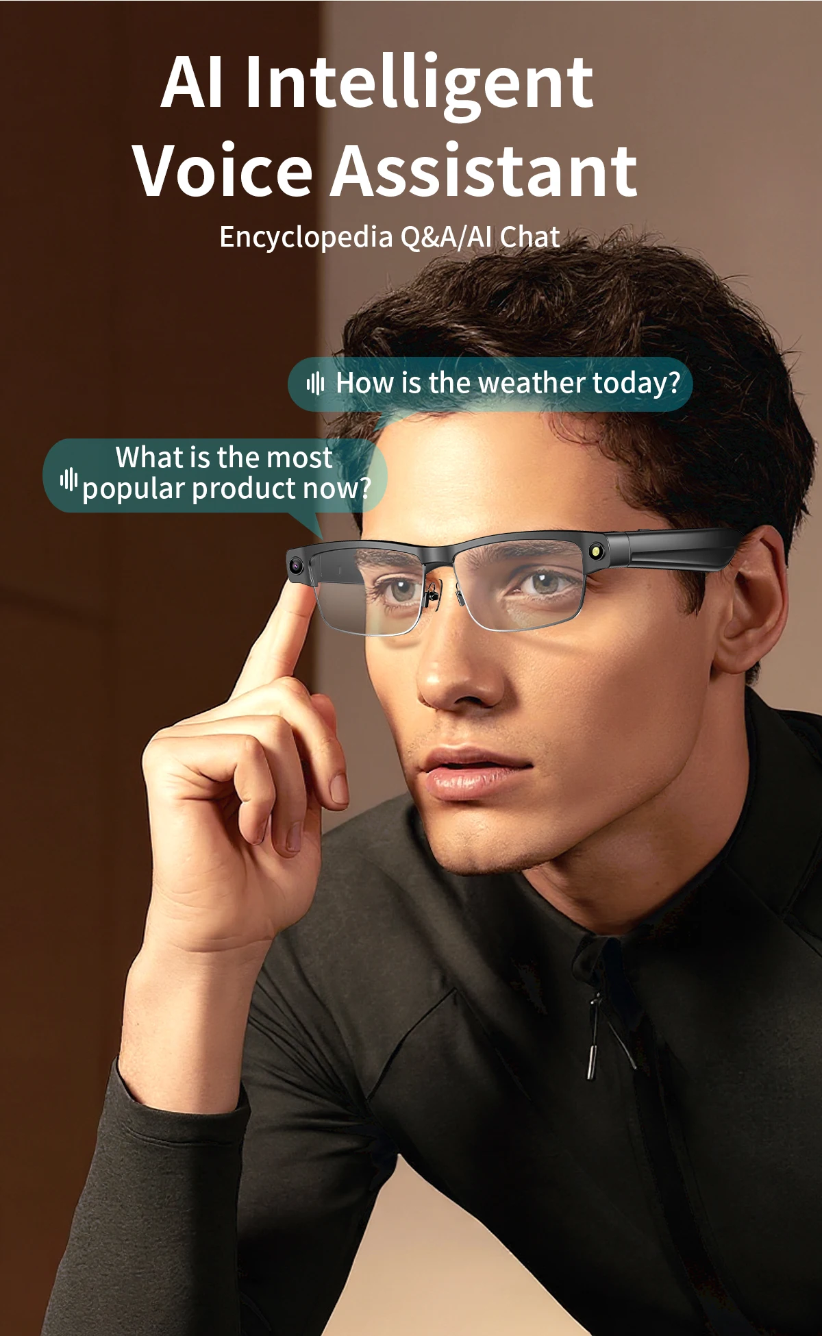 Smart AI Glasses Recording Videos Ai Photo Recognition Answer Translation Large Battery  Bluetooth Call Glasses For Men Women